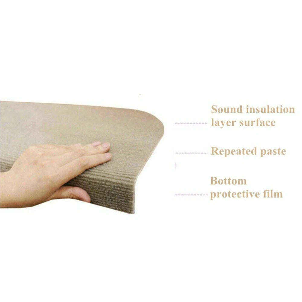 13PCS Carpet Stair Treads Mat 55*24cm Beige Stair Non-slip Carpet Mat Protection Cover Pad for Hallway Children's Bedroom