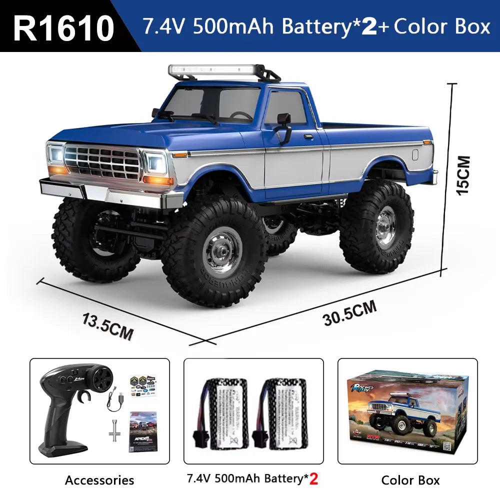 1/16 RC Car HB R1601 Remote Control Climbing Car 4WD High-Speed Electric Off-Road Toy Car With Colorful Lights Suitable For Boys' Outdoor Play