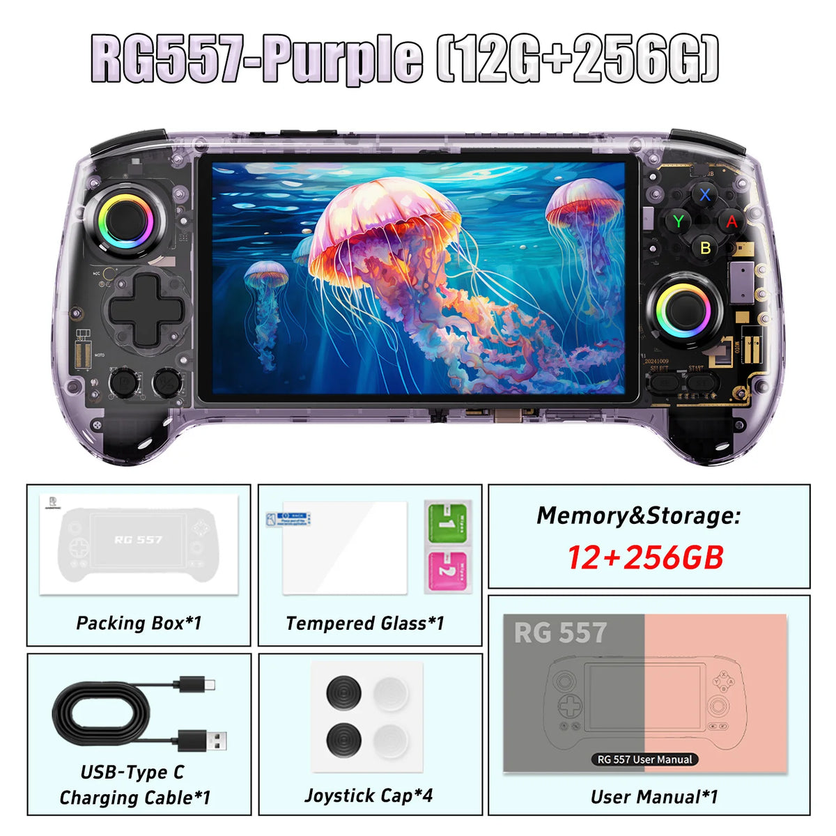 Anbernic RG557 Handheld Video Game Console Android 14 Gaming Console 5.48" AMOLED HD Screen Support RGB Lighting 5500mAh Android